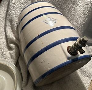 Antique Crock Stoneware Water Cooler Robinson Ransbottom 4 Gallon