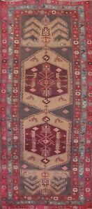 Vintage Geometric Tribal Meshkin Runner Rug 4 X10 Wool Hand Knotted Carpet