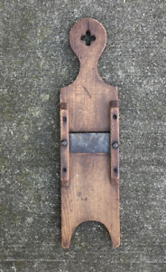 Antique Primitive Figural Slaw Board Ohio Mid 1800s Person 4 Leaf Clover Cross
