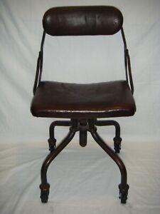 Vintage Domore Adjustable Rolling Swivel Desk Chair Mcm Industrial As Is 