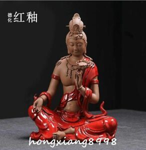 13 Dehua Pottery Porcelain Lotus Guan Quan Yin Goddess Kwan Yin Kuan Yin Statue