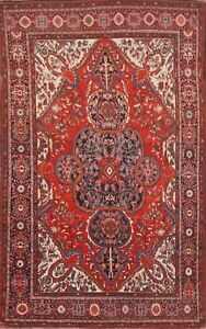 Pre 1900 Antique Sarouk Farahan Vegetable Dye Hand Knotted Area Rug 4 X7 Carpet