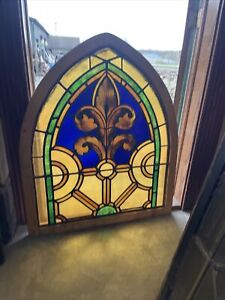 Sg 4707 Antique Stained Glass Arch Window 35 75 X 41 75