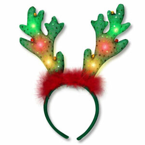 Led Jingle Bells Reindeer Antlers Light Up Headband
