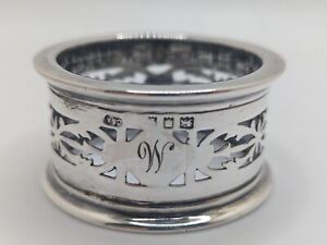 Antique English Sterling Silver Napkin Ring W Initial Engraving Dated 1924