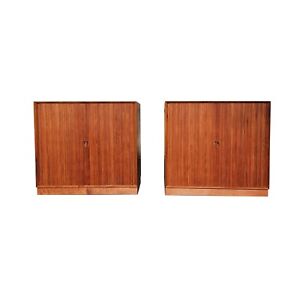 A Pair Of Mid Century Danish Modern Tambour Doors Cabinets By Peter Hvidt