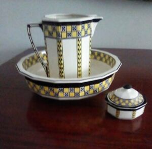 Antique Royal Doulton Art Deco Washbowl Pitcher Soap Dish Virginia Pattern A 