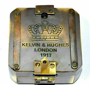 Antique Vintage Brass Hughes 1917 Brunton Solid Kelvin Compass Handmade Gift
