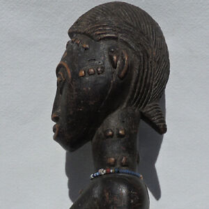 An Old African Female Statue Figure With Display Base Baule From Ivory Coast 16