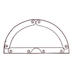 Antique Arched Spiraled Wrought Iron Transom Window