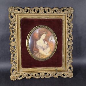 Cameo Creation Framed Portrait Convex Glass Velvet Ornate Antique Frame 12x10
