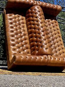 Vintage Rustic Double Sided Leather Chesterfield Sofa