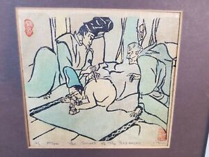 Antique Japanese Print The Scroll Of Sicknesses Woodblock Signed Doctor Asian