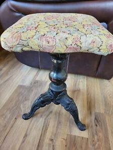 Vintage Adjustable Cast Iron Claw Footed Piano Stool