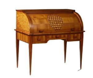 Desk French Louis Xvi Style Carved Inlaid Cherry Cylinder Desk Handsome 