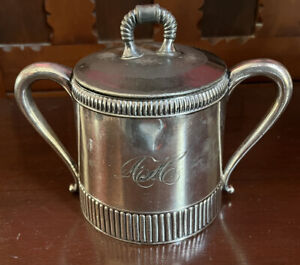 Pelton Bros Co St Louis Quadruple Silver Plate Two Handled Lidded Cup As Found