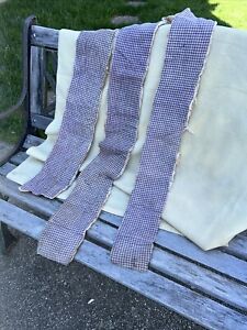 Lot Of Blue Cream Homespun Textiles Early Quilts Crafting Primitive 100 In X 5