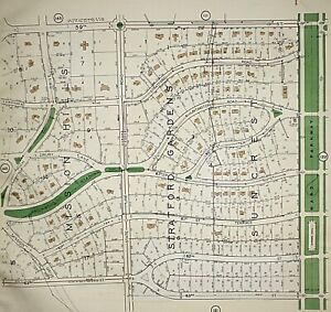 1925 Kansas City Missouri Atlas Plat Map Rare Color Lithograph Plate 120 121