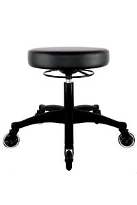 Table Height Adjustable Round Seat Stool Spa Medical Lab Black Rubber 
