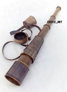 Antique Brass Spyglass Leather Telescope Pirate S Style 18 Cap And Belt Gift