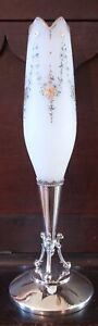 Antique Victorian Silver Plate Epergne Satin Glass Vase Middletown Plate Co 