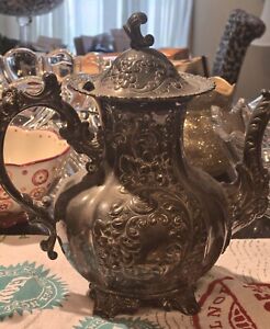 Vintage Derby Quadruple Silver Plated Coffee Pot Victorian Luxury Old Money