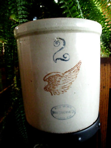 Red Wing Stoneware 2 Gallon Crock Large 4 Wing Antique