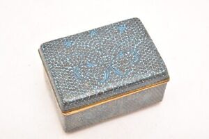Antique Chinese Turquoise Cloisonne Enamel Box W Hinged Lid Scroll Detailing