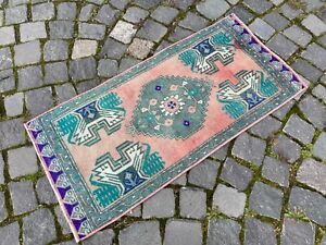 Turkish Floor Rug Vintage Small Rug 100 Wool Handmade Doormats 1 5 X 3 2 Ft