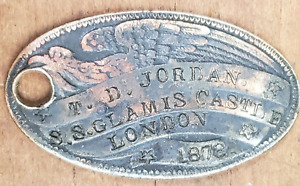 1878 Ss Glamis Castle Steamship Token Fob Medal Copper Nautical