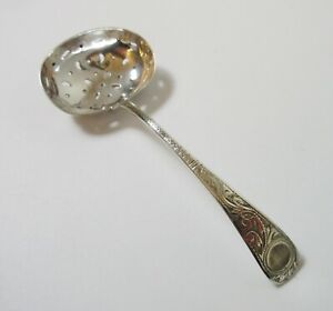 Antique Engraved Sterling Silver Sifter Spoon England
