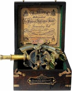 Lot Of 5 Pcs Antique Vintage Brass Maritime Sextant Astrolabe Compass Marine Box