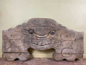 Chinese Antique Collectible Qing Dynasty Architectural Wooden Mask 19th Century