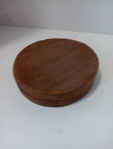 Vintage Millinery Hat Block Round Pill Box Mold Wood Form Primitive