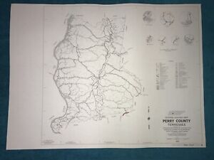 Large Vintage Perry County Tennessee Highway Map Rr Bridges Much More