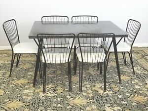 Vintage Formica Table With 6 Matching Chairs Mid Century Dining Table Set