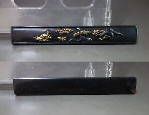 Kozuka Crane Turtle Longevity Pine Tree Bamboo Sword Fitting Samurai Edo Tsuba