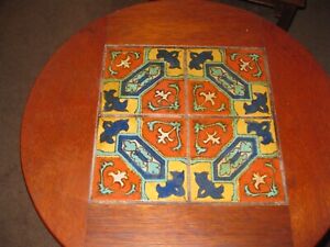 Vintage Tudor Tile Oak Table 24 X 23 Round