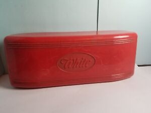 Antique White Rotary Electric Sewing Machine Parts In Original Red Plastic Box