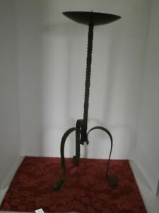 Antique French Wrought Iron Pricket Candlestick Candle Holder Handcrafted