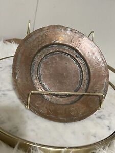 Antique Armenian Copper Bowl Plate 8 Hand Hammered Middle Eastern Turkish