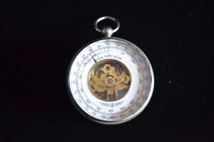 Antique French Silver Pocket Barometer Ca 1870