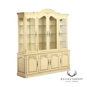 French Country Style Vintage Painted China Cabinet
