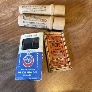 Vintage Boye Needle Co Wood Sewing Needle Case Lot