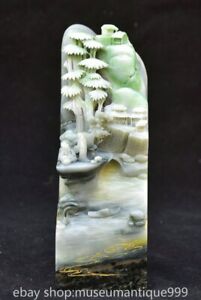 7 Chinese Natural Dushan Jade Carving Feng Shui Mountain Tree People Statue