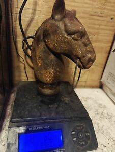 Antique Cast Iron Horse Head Hitching Post Tie Down Fence Top