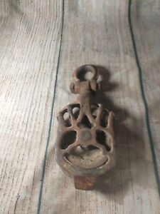 Old Cast Iron Myers Bro Ashland Ohio Hay Trolley Carrier Barn Drop Pulley Part