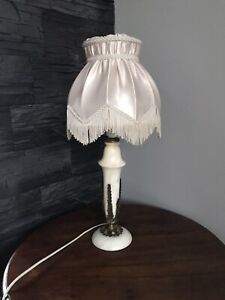 Vintage Alabaster Marble Brass Table Lamp Wi Shade