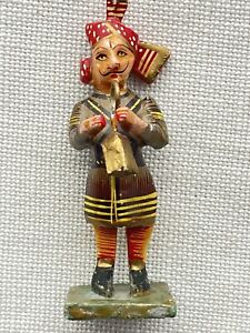 1800 S Indian Antique Hand Carved Wooden Man Musician Decorative Figurine Statue