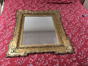 Antique Vtg Large Gold Gilt Gesso Ornate Wall Mirror 40 X 35 1 4 Beautiful